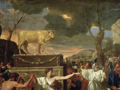 La adoración del becerro de oro (detalle) de Nicolas Poussin